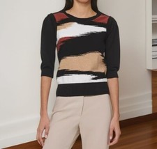 DKNY Womens Crewneck Pattern Sweater Pullover Top Multicolor Size XS NWT