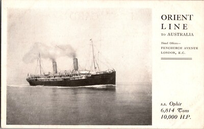 Mint Steam Ship SS Ophir Picture Postcard Orient Line To Australia Royal Mail