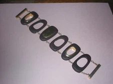 Artisan Hand Crafted Free Form Wood And Gold Plate Bracelet  