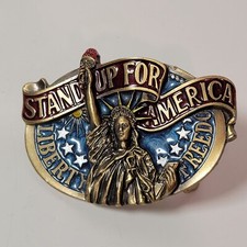 Vintage Statue of Liberty Freedom Stand Up For America 1984 Belt Buckle Patriot