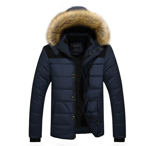 Men's Winter Warm Fur Collar Hooded Long Coat Jacket Parka Outwear Ski Snow Soft - Bild 16 von 22