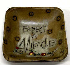 Kathy Lande Demdaco Expect A Miracle Trinket Dish Signed Kathy