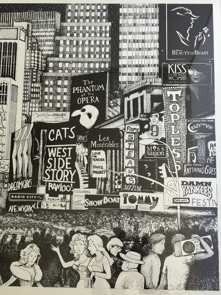 New York City ,Whimsical Broadway Lithograph, Signed By Stella