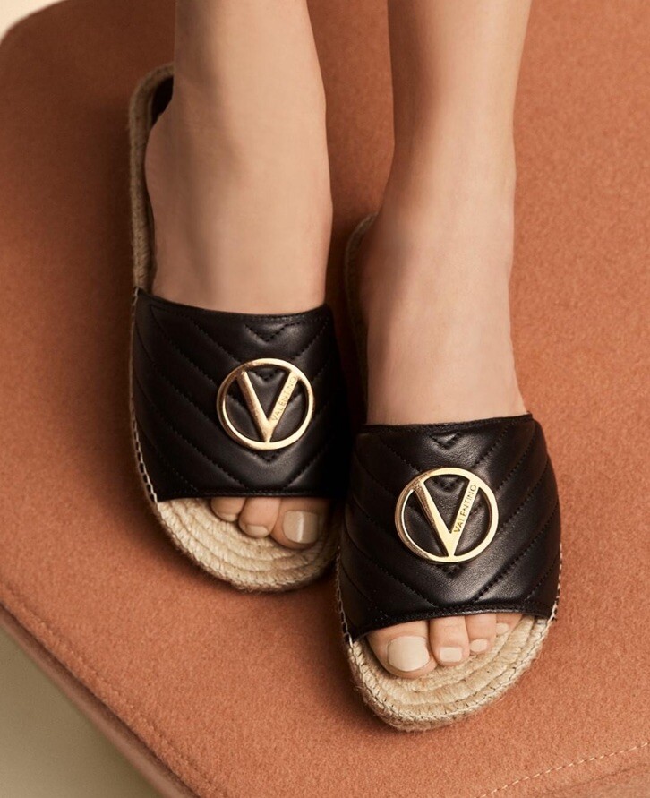 Valentino Eros Black Logo Slide Sandals Size 10 NIB Made in Italy Vlogo Signature Slide Sandal In Calfskin 20mm for Woman in  main image 4