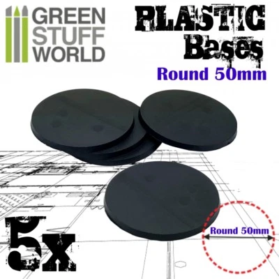5x Basette Plastico ROTONDE 50mm Basi Miniature Diorami wargames AOS DnD LOTR