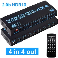 HDMI 2.0b HDR10 4x4 Matrix 4K 60hz Switcher Splitter 4 In 4 Out Video Converter