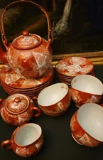 Japanese LITHOPHANE GEISHA Tea/lunch Set Sugar/Creamer Service for Set 6 