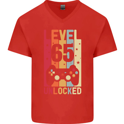 65. Geburtstag 65 Jahre Alt Level Up Gaming Herren V-Neck Baumwolle Maglietta
