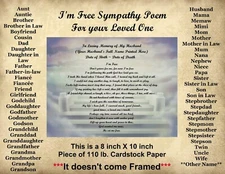 I'm Free Sympathy Personalized Poem for Your Loved Ones ~ 8" X 10" ~ See all 56