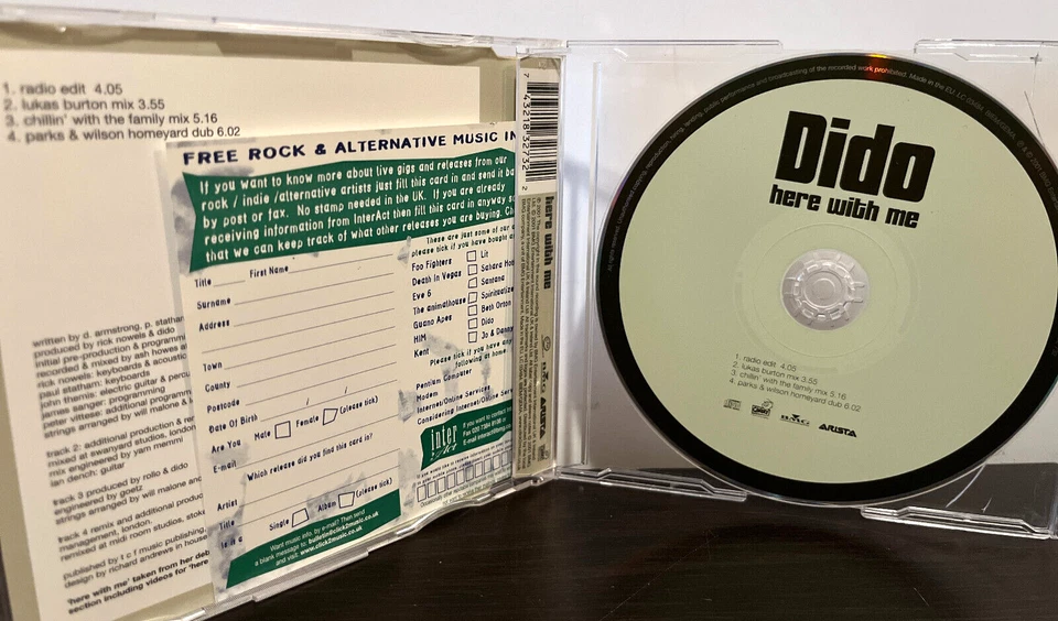 DIDO - Here With Me (UK Pressing) - Compact Disc CD Single - EX Condition Foto 2 de 3