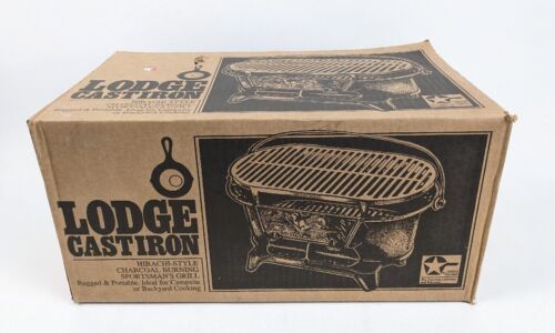 NEW Lodge Cast Iron Sportsmans Hibachi Style Charcoal Grill Duck Motif USA MADE - Picture 1 of 7