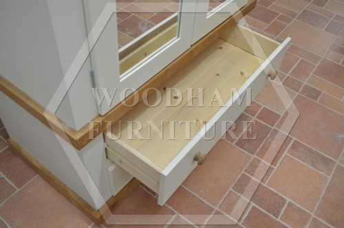 HANDMADE COUNTRY DOUBLE MIRRORED WARDROBE IVORY / LIGHT OAK WAX (NOT FLATPACKED) - Picture 3 of 14