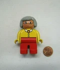 Lego Duplo Grandma Grandmother 2.5" Figure Grey Hair Vintage W/ Glasses Brooch
