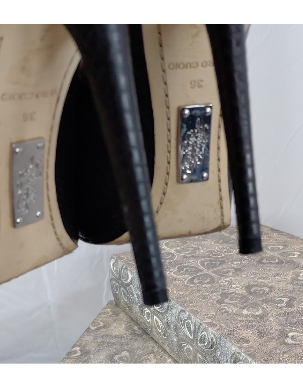 Alejandro Engelmo Black Python Platform Heels Sti… - image 12