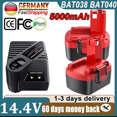2x Akku 5Ah 14.4V NiMH Für Bosch BAT038 BAT040 BAT041 PSB PSR GSB +/-  Ladegerät