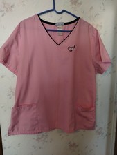 SB Scrubs Scrub Top Pink with embroidered Hearts Size XL