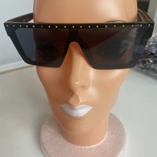 Boho Funky Sunglasses Black Frame Brass Accents
