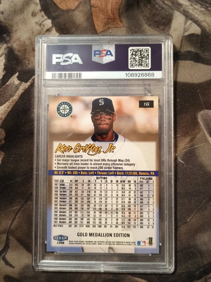 Ken Griffey Jr 1998 Ultra #1G 🪙GOLD Medallion Edition🔥PSA 🔥 Super Rare Card - Image 4 of 4