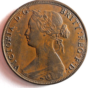 1864 CANADA (NOVA SCOTIA) CENT - AU - UNCOMMON RARE DATE COIN - lot U10