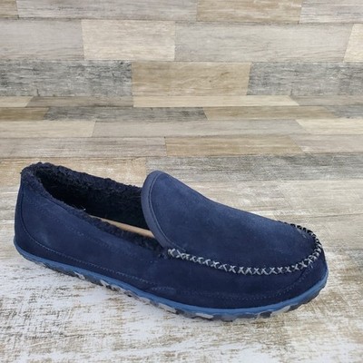 L.L.Bean Mens Mountain Slippers Sz 10 M Carbon Navy Suede Slip On Round Toe
