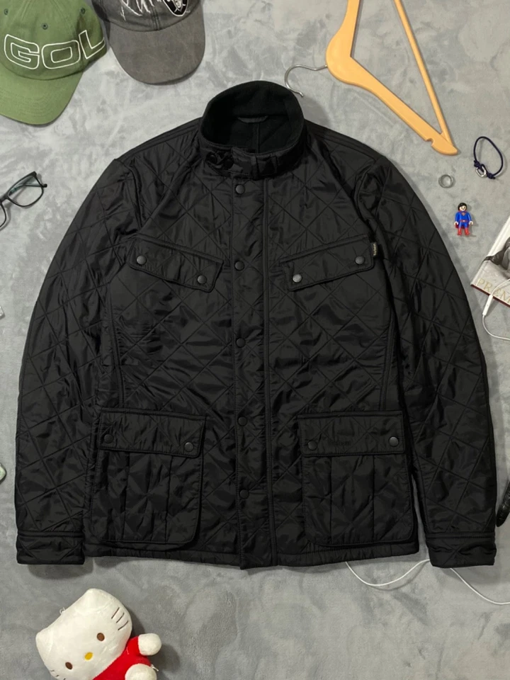 Barbour Ariel Polarquilt Jacket Black Men's M Full Zip Fleece Coat Vislon YKK - Image 3 of 4
