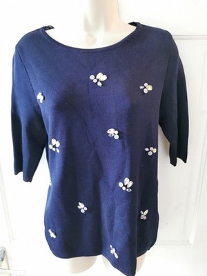 DAMEN MONSOON VERZIERTES TOP NEU GRÖSSE 8 BLAU