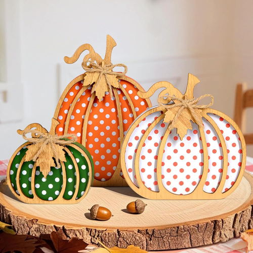 Fall Decorations for Home, 3-Piece Wooden Pumpkin Fall Decor, Autumn ...
