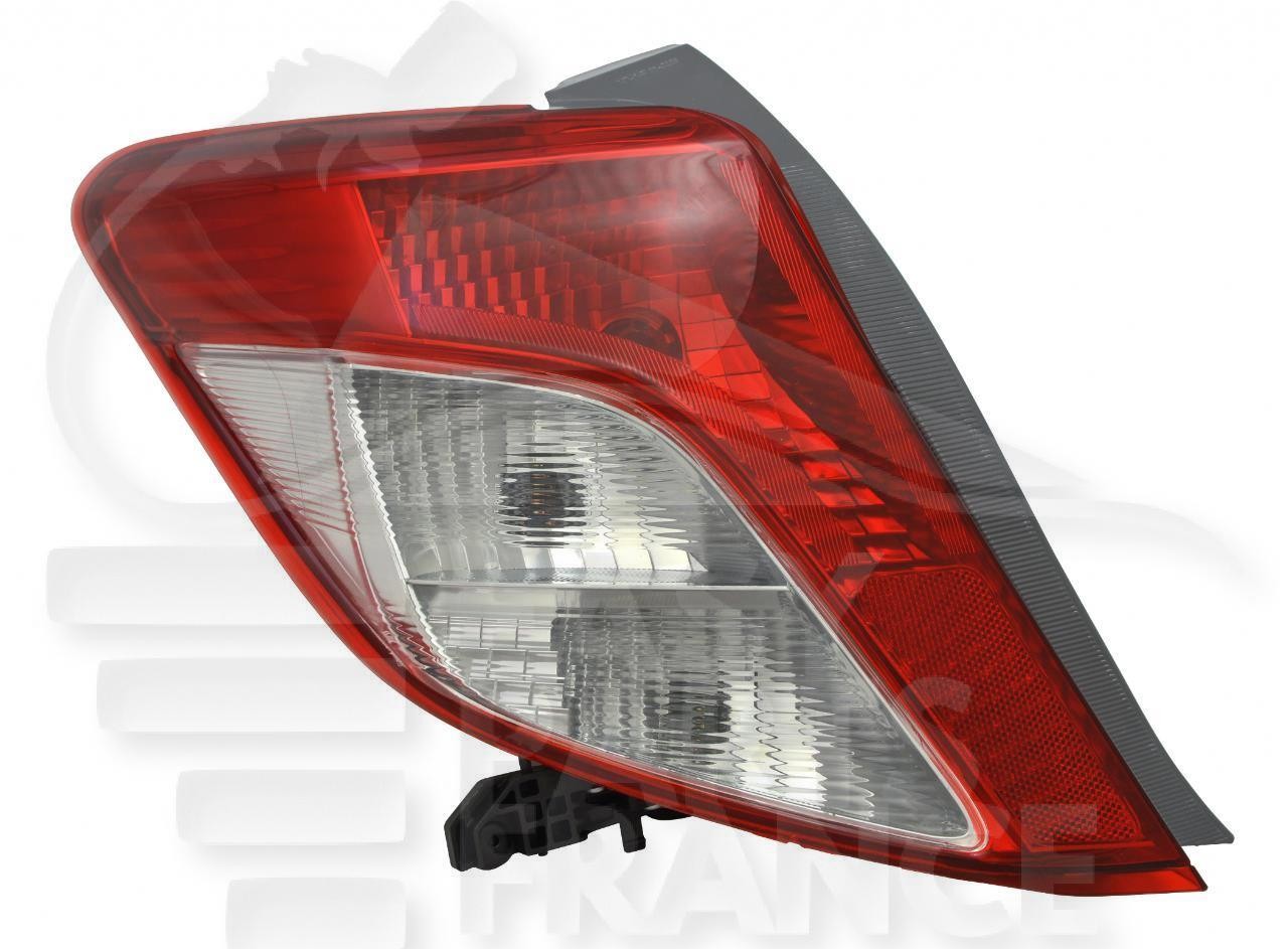 Feu arrière-gauche pour Toyota Yaris 5 portes bloc optique rouge et blanc de 2011 à 2014