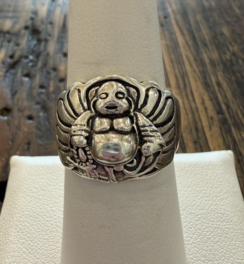 Vintage Sterling Silver Happy Buddha  Ring