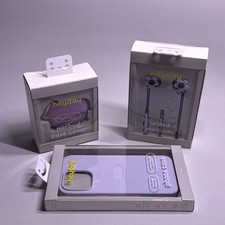 heyday Floral Earbud Case Cover, Wired Earbuds, Phone Case Purple Gray