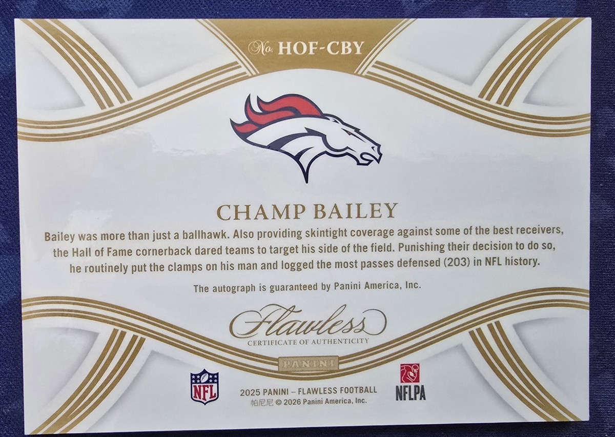 2025 Panini Flawless - Hall of Fame Autographs Champ Bailey #HOF 