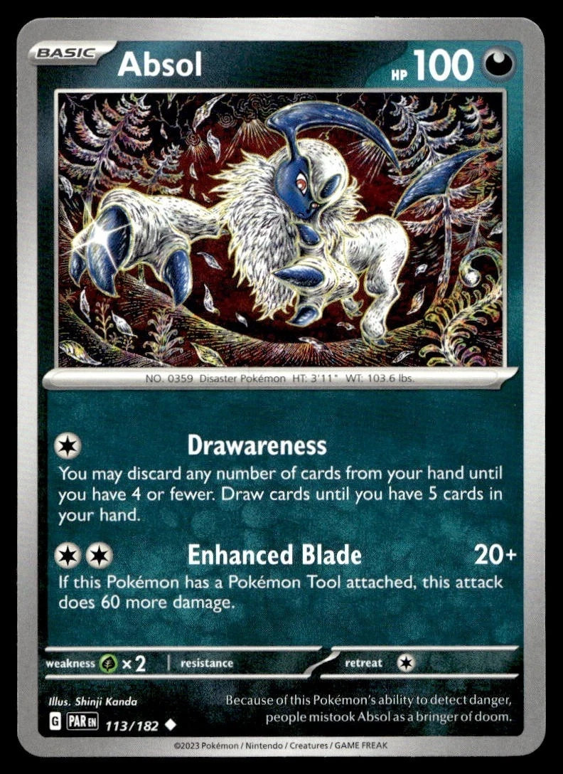 Absol 113/182 Pokemon Card Paradox Rift  Near Mint Artist Kanda