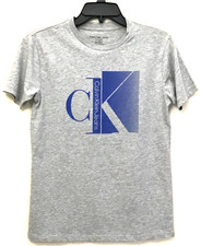 Calvin Klein Boy's T-Shirt Medium 10-12 Grey Short Sleeve w/ Logo NEW