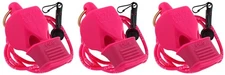 Fox 40 Classic Official CMG 3-Chamber Pealess Whistle + Lanyard, Pink (3-Pack)
