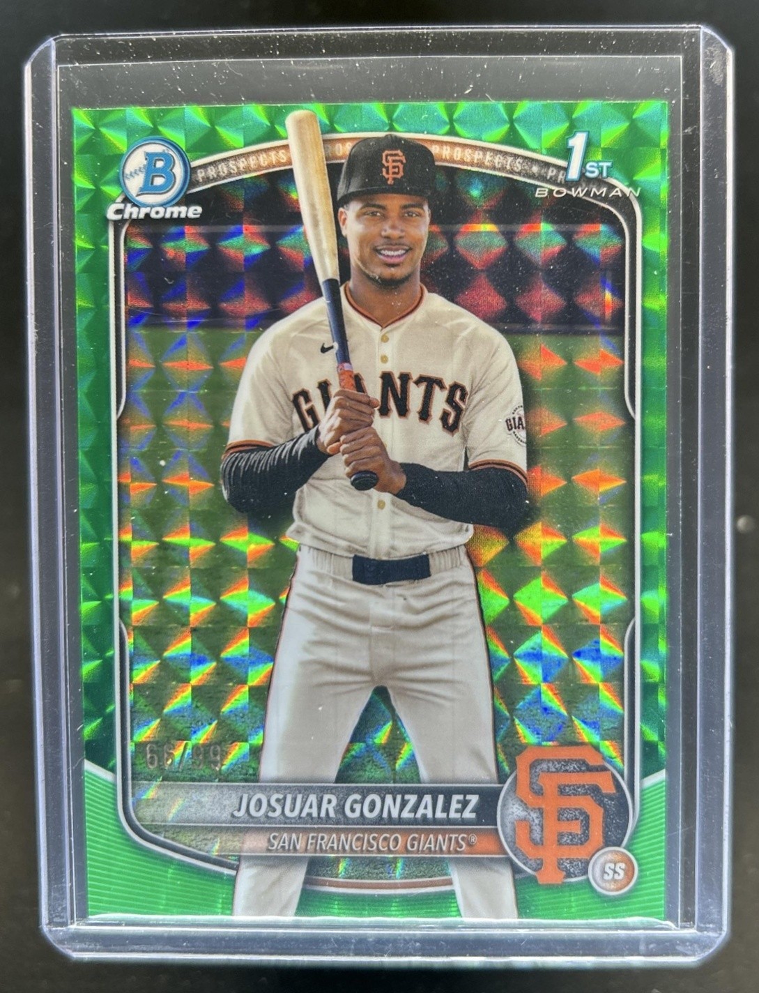 2025 Bowman Chrome Josuar Gonzalez Green Geometric Refractor 1st #/99 Giants