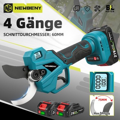 60mm Akku Astschere Stschneider Rebschere Gartenschere Astschneider mit 2 Akkus
