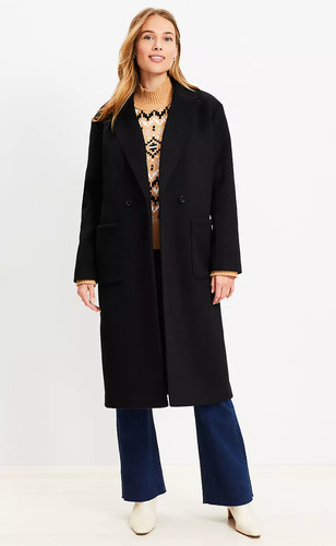 NEW ANN TAYLOR LOFT BLACK DOUBLEFACE MODERN COAT SIZE M