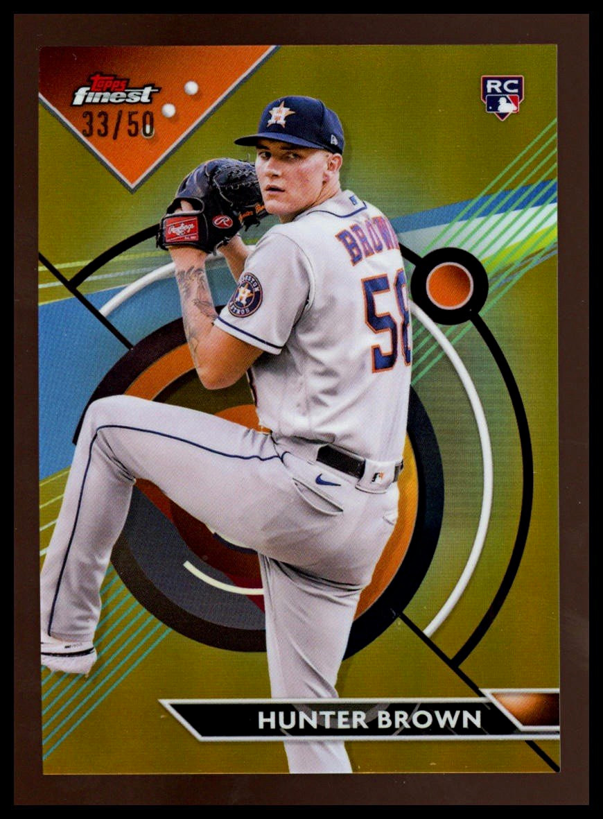 💫⚾️HUNTER BROWN 2023 Topps Finest Gold Refractor SP RC /50 #ASTROS PHENOM!⚾️💫