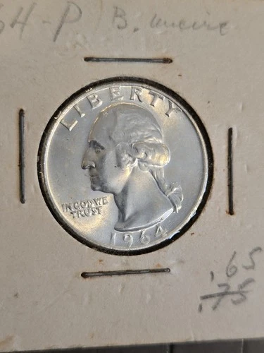 1964 Washington Quarter - 90% Silver  BEAUTIFUL  BU COIN