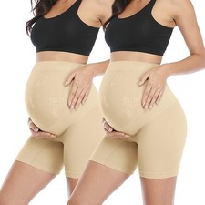 POSHGLAM 2-Packs Maternity Shapewear Shorts M (UK8-10) High Waist Mid-thigh