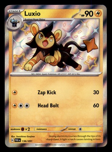 Luxio 136/091 Shiny Rare Paldean Fates Pokemon Holo Near Mint