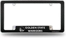 Golden State Warriors Metal License Plate Frame Chrome Tag Cover Carbon Fiber...