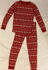 Primary HOLIDAY PAJAMAS Size 8-9, Unisex, Red White Trees ,2 Piece,100 Organ Co