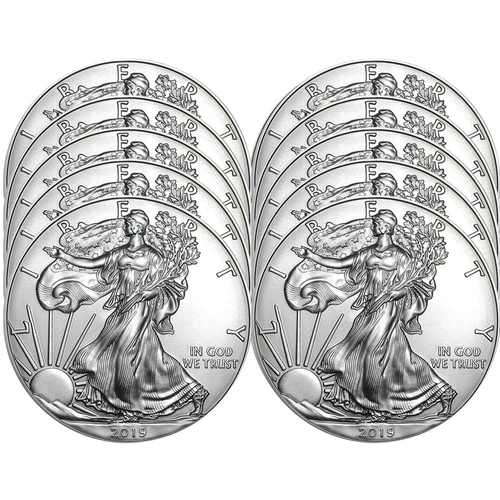 Lot of 10 - 2019 $1 American Silver Eagle 1 oz Brilliant Uncirculated