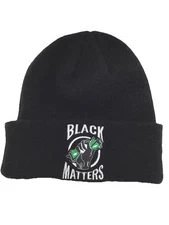 Black Dollars Matter Hat Black White Green Embroidered Knit Beanie Skully Cap