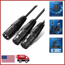 XLR Y-Splitter Cable 1.5 FT Black 2 Female to 1 Male for Mixers and Amplifiers