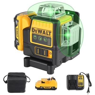 12 Line 3D Green Laser Level 12V Lithium Battery IP65 Self Leveling US Plug