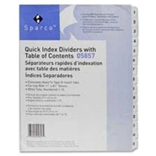Sparco Table Of Contents Index Dividers - Printed1-8 - 8 Tab[s]/set - 24 / Box -