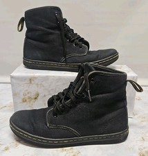 Dr Doc Martens Shoreditch Womens US 7 Black Canvas Lace Up Ankle Boots Booties