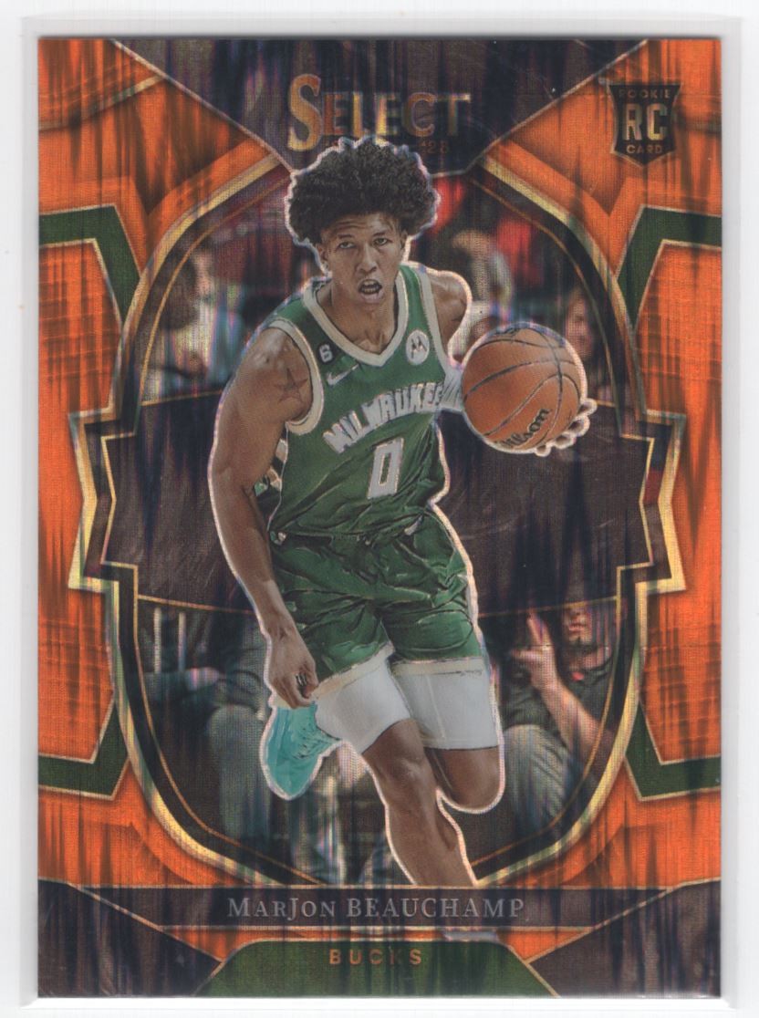 #75 2022-23 Panini Select Orange Flash Prizms MarJon Beauchamp Rookie Milwaukee